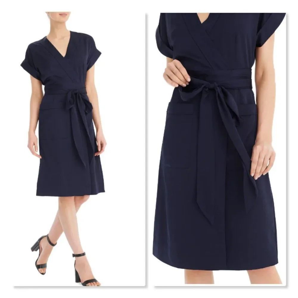 J. Crew Pocket Front Wrap Dress - size Small in Navy Blue